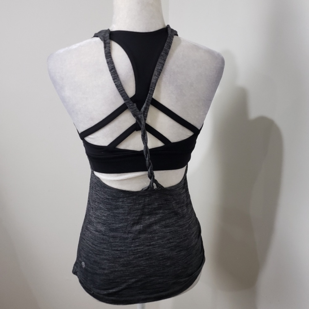 Lululemon Layered Athletic Tank Heather Gray and Black Size 8 EUC
